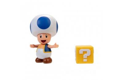 Super Mario 4" Figure - Blue Toad with Question Block UK Sale