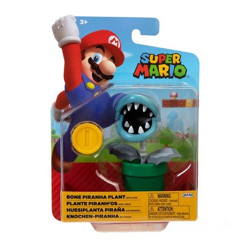 Super Mario 4" Figure - Bone Piranha Plant with Coin UK Sale
